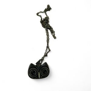 Owl Pendant Necklace in Black and Gold